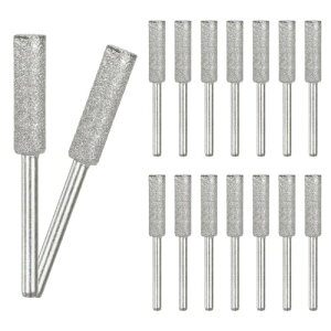 M METERXITY 16パック7/32"チタンメッキダイヤモンドチェーンソーシャープナー 高硬度研削石チェーンソーシャープニングキット 電動チェーンソーシャープナー/石彫り用(3 mmシルバー)