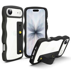 iPhone 17 Air �p �P�[�X �N���A �X�^���h�@�\ �A�C�t�H�� 17 Air �p �X�}�z�P�[�X �O�[�O�� �ϏՌ� �J�o�[ ���� �y�� ���^ ������� �l�C �X�g���b�v�z�[�� (�u���b�N)