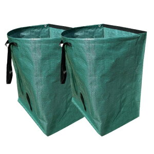 POTRRCIUSUER ガーデンバッグ 200L×2枚組 自立式 折り畳み式 (ハンドル付き)再利用可能 落葉処理 集草バッグ たい肥コンポスト対応 大型庭掃除用