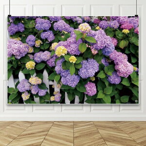 Qinunipoto 紫陽花背景 1.8x1.2m アジサイ背景布 夏の花 ガーデンの紫色アジサイ 母の日 壁飾り用 写真 人物撮影 写真館 撮影スタジオ用 多機能 背景 布 結婚式 誕生日 パーティーの装飾 ポリ