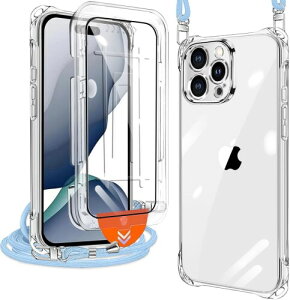 xiusiteli iPhone 12 Pro �p �P�[�X �N���A �J�o�[ �V�����_�[ �l�b�N (1���K���X�t�B�����t��) �ϏՌ� �S�ʕی� �A�C�t�H��12pro ��|���P�[�X ���^ �V���R�� TPU �R�t�� �΂߂��� ���O���\ ��