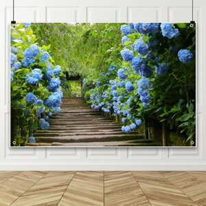 Qinunipoto 背景布 紫陽花 1.8x1.2m アジサイ背景 夏の花 自然風景 青い紫陽花 室内装飾 母の日 壁の飾り 撮影用 撮影背景 スタジオ撮影 写真 ビデオ 結婚式 誕生日 パーティーの装飾 ポリエス
