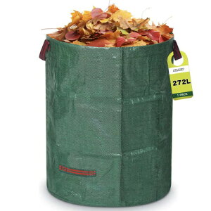 Wlikn ガーデンバッグ 272L 再利用可能 麻袋 自立式 折りたたみ式 大型 庭用袋 ハンドル付き たい肥 落ち葉 集草 収穫用 園芸用 ゴミ袋 コンポストバッグ