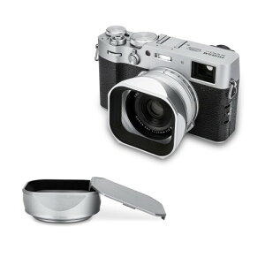 JJC ���^�� �����` �����Y�t�[�h + �t�[�h�L���b�v + 49mm�A�_�v�^�[�����O �x�m�t�B���� Fujifilm X100VI X100V X100F �ɑΉ� LH-X100 �݊� 49mm�t�B���^�[�����\ �{�f�B�E�X�^�C���ɓK�� ��F