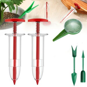 種まき機 (種子分配器) ミニ播種機 ガーデンシーダー 園芸ツール 花草用 播種ディスペンサー 農業用手工具 初心者向け 軽量( 5点セット)