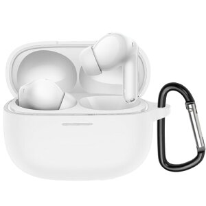 BUITFOU Redmi Buds 6 Pro ケース Buds 6 Pro 保護カバー 柔らかい シリコン製 落下防止 キズ防止 耐衝撃 防塵 軽量 装着充電可能 カラビナ付き 紛失防止(ホワイト)