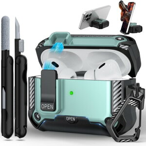 RFUNGUANGO Airpods Pro 1/2 �P�[�X�AAirPods Pro ��2����P�[�X�Ή��A�N���[�j���O�L�b�g�t���A�d�b�z���_�[�@�\�t�� - �O���[��