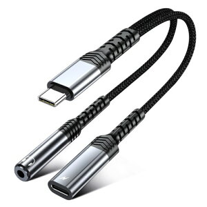 Topamz USB-C �C���z���W���b�N�ϊ��A�_�v�^ 2in1 PD60W �[�d�Ή� �[�d���Ȃ���C���z���g�p�\ Type-C to 3.5mm �w�b�h�t�H��/��� ���� �P�[�u��/Aux �ڑ� �}�C�N/���ʒ��ߑΉ� �i�C�����҂ݍ���
