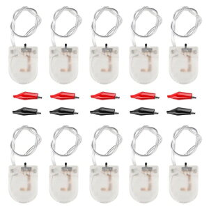 DIANN 10pcs CR2032 Battery Holder 3V Battery Storage Box Cover CR2032 Button Cell Holder Button Cell Holder with On-Off Switch and 5 Pairs Alligator Clip (Transparent)