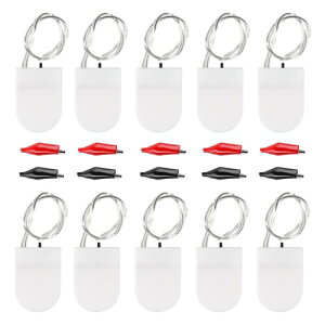DIANN 10pcs CR2032 Battery Holder 3V Battery Storage Box Cover CR2032 Button Cell Holder Button Cell Holder with On-Off Switch and 5 Pairs Alligator Clip (White)
