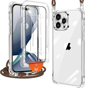 xiusiteli iPhone 13 Pro �p �P�[�X �N���A �J�o�[ �V�����_�[ �l�b�N (1���K���X�t�B�����t��) �ϏՌ� �S�ʕی� �A�C�t�H��13pro ��|���P�[�X ���^ �V���R�� TPU �R�t�� �΂߂��� ���O���\ ��