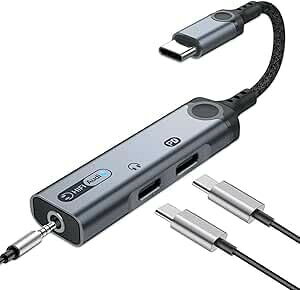 3in1 Type C 3.5mm�C���z�� �ϊ��P�[�u�� PD 60W �}���[�d USB-C �C���z�� �ϊ��A�_�v�^�ʘb ���y ���ʒ��߉\ 3�|�[�g�[�d+Type-C�I�[�f�B�I +3.5mm�I�[�f�B�I �[�d�ƃC���z��������