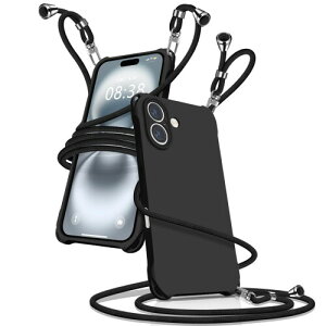 Muciyazi �p�� iPhone16 Plus �P�[�X �V�����_�[ �V���R�� �A�C�t�H��16Plus �J�o�[ �ϏՌ� ���|�� �΂߂��� ��|���P�[�X �R�t�� ���������\ ���O���\ ���t���h�~ �}�b�g���� �w��h�~(�u