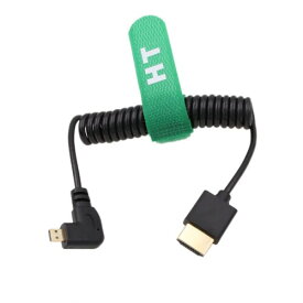 HangTon Micro HDMI 4K 60Hz 8K Right Angle HDMI Coiled Cable for Sony A6400 A7R Canon R5 R6 GH4 S5 Z50 Camera ATOMOS Ninja V Portkeys Monitor Type A D HDMI 2.1