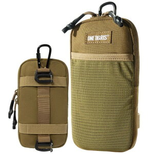 OneTigris スマホポーチ メンズ ベルト リュック 取り付け 携帯ポーチ YKK ファスナー カラビナ moll 付き アウトドア 登山 作業用 iphone 15 14 13 12 plus pro max Sony Galaxy Samsung スマートフォン 対応