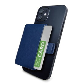 エレコム カードポケット ソフトレザー 磁気吸着 MAGKEEP iPhone12シリーズ対応 カード1枚収納 ネイビー AMS-BP01NV