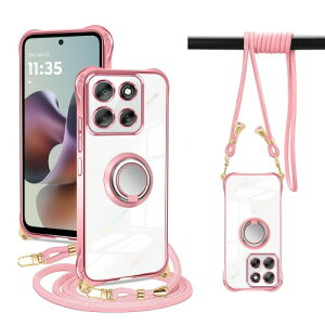 PAILAIMEN Motorola Moto g66j 5G/g66y 5G/G66 �P�[�X �N���A �l�b�N �����O�t�� �V�����_�[ moto g66y �P�[�X �ϏՌ� �Ή� �X�}�z�P�[�X ���|�� �΂߂��� ��|�� ���� TPU �X�g���b�v�t�� ���^ �y�� �R�t