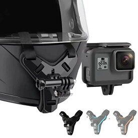 Lupholue オートバイ ヘルメット あごストラップ マウント GoPro Hero 11、10、9、8、7、(2018)、6 5 4 3、Hero Black、Session、Xiaomi Yi、SJCAM に対応 (ブラック)