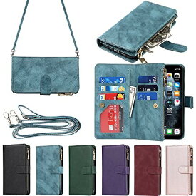Eastwave アイフォンfor iPhone 11 Pro ケース for iPhone 11pro 縄掛けケース 手帳型 財布型 ICカード コインポケット ストラップ付き カード 収納 小銭入れ ファスナーポケット付き PUレザー 6色 ブ