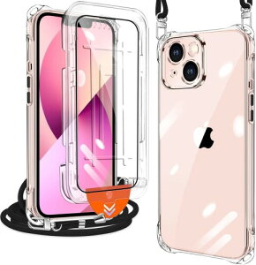 xiusiteli iPhone 13 Mini �p �P�[�X �N���A �J�o�[ �V�����_�[ �l�b�N 1���K���X�t�B�����t�� �ϏՌ� �S�ʕی� �A�C�t�H��13�~�j ��|���P�[�X ���^ �V���R�� TPU �R�t�� �΂߂��� ���O���\