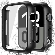 ULOE For Apple Watch Series 11/10 42mm 防水ケース, 硬度9H強化ガラス 全面保護カバー (ブラック)