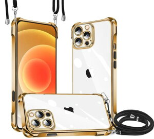 iPhone 12 Pro ケース クリア ショルダー TPU メッキ加工 アイフォン 12 pro ストラップケース 新型韓国 チャーム シリーズ 肩掛け 斜めかけ 首掛け 縄掛け カバー 縄掛 長さ調整可能 薄型軽量