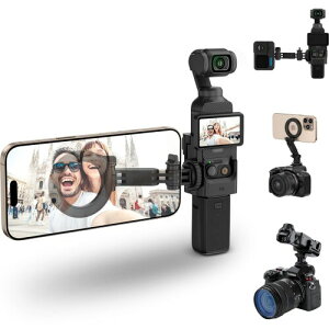 JJC DJI Osmo Pocket 3 �X�}�z�z���_�[ ���C�}�E���g �J�����ƃX�}�z�����B�e�\ Osmo Pocket 3 �g���A�_�v�^�X�^���h �c���B�e�\ �p�x180°���R���� �����h�~ ���s �ԉΑ��L�^ �R�o �A�E�g�h