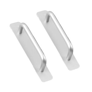 BRIIKPP ドア取手 引き出し取手 自己粘着式 引き戸開閉補助 両面テープ式 2個セット(銀色)