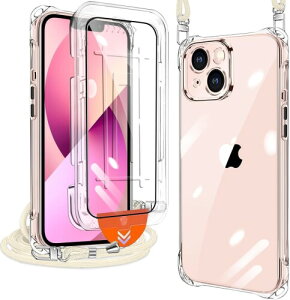 xiusiteli iPhone 13 Mini �p �P�[�X �N���A �J�o�[ �V�����_�[ �l�b�N (1���K���X�t�B�����t��) �ϏՌ� �S�ʕی� �A�C�t�H��13mini ��|���P�[�X ���^ �V���R�� TPU �R�t�� �΂߂��� ���O���\