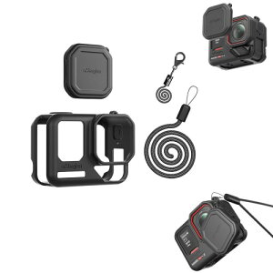 Insta360 Ace Pro2�P�[�X �V���R���P�[�X �{�̕ی�P�[�X+�����Y�ی�J�o�[+�l�b�N�X�g���b�v+�����h�~�X�g���b�v