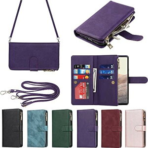 Eastwave for Google Pixel 6 Pro ケース for pixel 6pro 縄掛けケース 手帳型 財布型 ICカード コインポケット ストラップ付き カード 収納 小銭入れ ファスナーポケット付き PUレザー 6色パープル