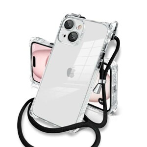 iphone 15Plus ケース クリア 斜めがけ ショルダー タイプ カバー 紐付き 織りストラップ付き 肩掛け 首掛け アイホン 15プラス ケース 米軍MIL規格 SGS認証 TPU 透明 スマホケース 携帯ケース