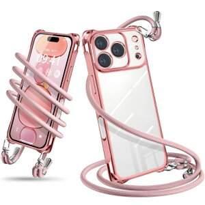 Wodiguson �p�� iPhone 17 Pro Max �P�[�X �V�����_�[ �N���A �J�o�[ ���|�� �΂߂��� ��|���P�[�X �ϏՌ� ���� TPU ���^ �y�� �g�уP�[�X �R�t�� �l�b�N�X�g���b�v ���������\ ���O���\ ��