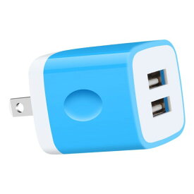 FodLop USBコンセント ACアダプター usbスマホ充電器 iPhone 2ポート 急速充電器充電器 iphone 急速 充電アダプター15,14,13,12,11,8、iPad、Android、Galaxy、Xiaomi、HuaWei各種対応（ブルー）