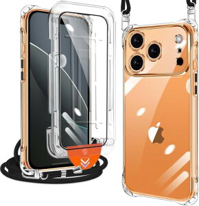 iPhone 17 Pro Max �p �P�[�X �A�C�t�H��17�v���}�b�N�X (1���K���X�t�B�����t��) �N���A �l�b�N �V�����_�[ �X�g���b�v�t�� ��phone17pro max �J�o�[ �ϏՌ� ���^ �y�� TPU�X�}�z �V���R�� �J�o�[