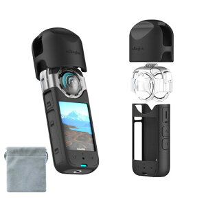 TOMGDRACO Insta360 X3�Ή��V���R���P�[�X �܂�~�߃����Y�K�[�h+�{�̃V���R���P�[�X+�����Y�L���b�v+���[�o�b�O