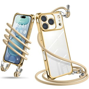 iPhone 17 Pro ������ �P�[�X �V�����_�[ �N���A �ϏՌ� �A�C�t�H��17pro �J�o�[(�S�[���h)