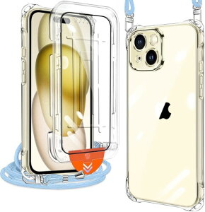 xiusiteli iPhone 15 Plus �p �P�[�X �N���A �J�o�[ �V�����_�[ �l�b�N (1���K���X�t�B�����t��) �ϏՌ� �S�ʕی� �A�C�t�H��15plus ��|���P�[�X ���^ �V���R�� TPU �R�t�� �΂߂��� ���O���\