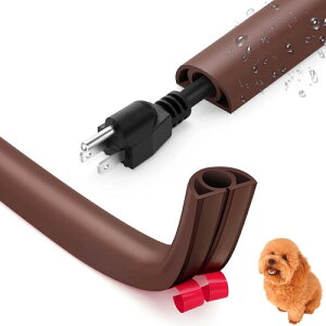 YUNHE 配線カバー 配線隠し モール ケーブルカバー コードカバー ケーブルプロテクター 床用モール PVC 難燃素材 絶縁 耐衝撃 柔らかい 自由裁断 粘着式 両面テープ付き 電線保護 ケーブル