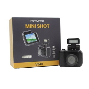 ACTIVPRO Mini Shot V340 | ミニデジタルカメラ | LCDスクリーン | 128GB SDカード | HD 1080P | 旅行用収納ケース | レトロな小型ポケットビデオカメラ | 充電式 | キーチェーンカメラ | 子供・大人向け