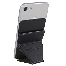 LIBERTAS スマホスタンド スマホホルダー カードケース カードホルダー iPhone スタンド 折りたたみ式 iPhone 12 mini Pro ProMax Xperia Huawei Galaxy Android 全機種対応 (ブラック)