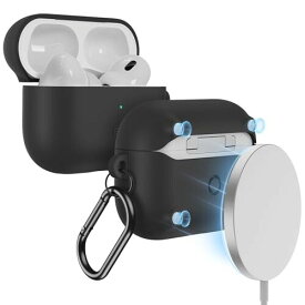 ESR AirPods Pro2 ケース MagSafe 対応 AirPods Pro 第2世代/第1世代 (2023/2022/2019)専用 HaloLock搭載 カラビナ付き ワイヤレス充電対応 可視LEDライト 耐衝撃 ブラック Bounce Series