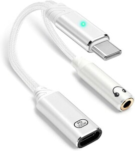 100W 2in1 Type-C �C���z���ϊ� �P�[�u�� �^�C�vC �C���z���W���b�N 3.5mm Aux�[�q USB-C PD�C���z�� �[�d�A�_�v�^�[�����ʘb�\/���ʒ���/���y iPhone15 iPad Pro iPad Air4/Galaxy S21/S20/note10/�Ȃ�
