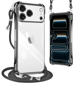 PAILAIMEN iphone 17 pro �p�� �P�[�X 2025�N���� �N���A �l�b�N �V�����_�[ ��phone 17 pro �J�o�[ �ϏՌ� �X�g���b�v�t�� �A�C�t�H��17 pro �X�}�z�P�[�X ���� TPU �X�}�z �V���R�� �J�o�[ �R�t�� �΂�