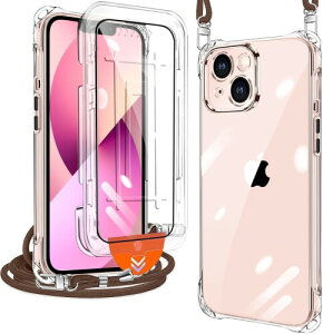 xiusiteli iPhone 13 Mini �p �P�[�X �N���A �J�o�[ �V�����_�[ �l�b�N (1���K���X�t�B�����t��) �ϏՌ� �S�ʕی� �A�C�t�H��13mini ��|���P�[�X ���^ �V���R�� TPU �R�t�� �΂߂��� ���O���\