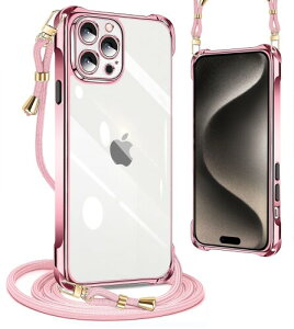 PAILAIMEN iphone 15 Pro Max �P�[�X 2023�N���� �N���A �l�b�N �V�����_�[ �ϏՌ� �X�g���b�v�t�� iphone15 Pro Max �X�}�z�P�[�X �A�C�t�H��15 Pro Max �J�o�[ ���� TPU ���^ �y�� �X�}�z �V���R�� �J�o�[