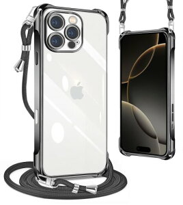 PAILAIMEN iphone 16 pro �P�[�X 2024�N���� �N���A �l�b�N �V�����_�[ �ϏՌ� �X�g���b�v�t�� iphone16 pro�X�}�z�P�[�X �A�C�t�H��16 pro �J�o�[ ���� TPU ���^ �y�� �X�}�z �V���R�� �J�o�[ �R�t�� ��