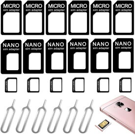 SIMカードアダプター MicroSIM 変換アダプタ 6個セット ホルダー 互換性 アダプタ変換キット 取り付けが簡単 SIMカード用コンプリートセット 旅行用 日常生活用 自由交換 SIMピン シムピン付