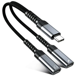 Topamz USB-C �C���z���W���b�N�ϊ��A�_�v�^ 2in1 PD60W �[�d�Ή� Type-C �w�b�h�t�H��/��� ���� �P�[�u��/Aux �ڑ� �}�C�N/���ʒ��ߑΉ� �i�C�����҂ݍ��ϋv Phone/Pad/Android �X�}�z�Ή�