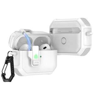 For AirPods Pro3/AirPods Pro3 (��3����j �P�[�X �J�o�[ �J���r�i�t��+�X�g���b�v�t�� �ϏՌ� �h�� �h�o �����[�d�\ �S�ʕی� �L�Y�h�~ (�z���C�g ��)